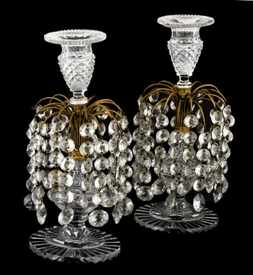 Lot 287 - A Pair of Regency Gilt Metal and Cut Glass...