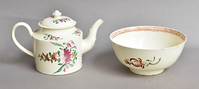 Lot 34 - A Leeds creamware teapot and cover, circa 1780,...