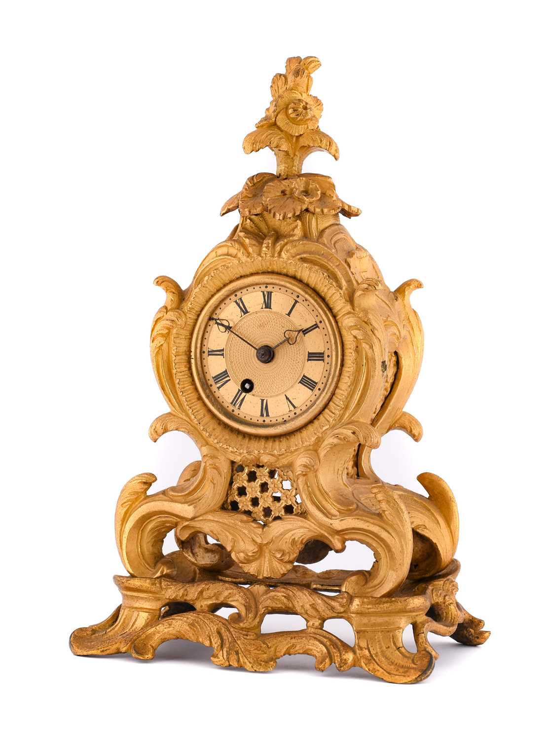 Lot 689 - A Small Bronze Ormolu Mantel Timepiece, signed...