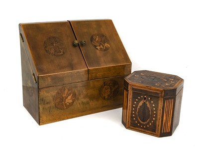 Lot 245 - A George III Marquetry Tea Caddy, of canted...