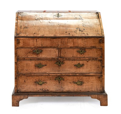 Lot 859 - A George I Walnut and Featherbanded Bureau,...