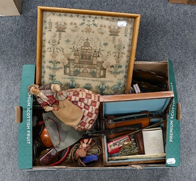 Lot 80 - A needlework sampler dated 1828, together with...