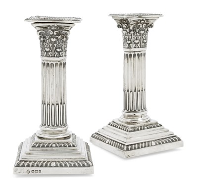 Lot 2258 - A Pair of Victorian Silver Candlesticks