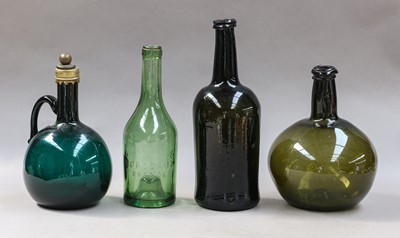 Lot 41 - Early 18th century and later green glass...