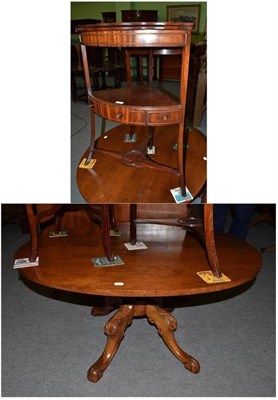 Lot 429 - A Georgian mahogany bow front corner washstand and a Victorian walnut oval pedestal table