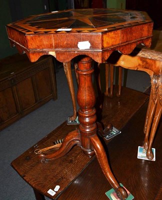 Lot 433 - A 19th century tripod table veneered in various timbers including rosewood, satinwood and kingwood