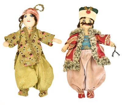 Lot 2023 - Two Circa 1940s Indian Cloth Dolls of Lord and...