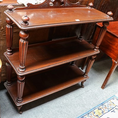 Lot 1166 - A Victorian mahogany three-tier buffet with...