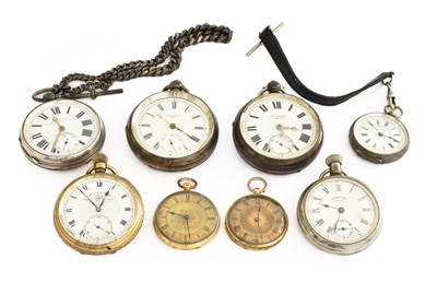 Lot 212 - Three silver pocket watches, two fob watches...