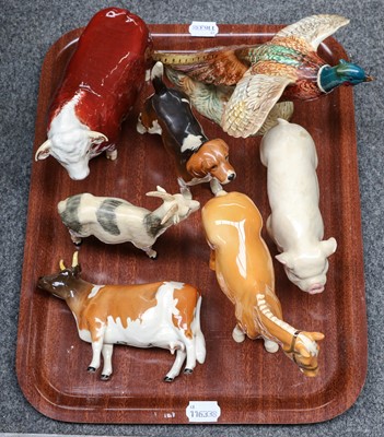 Lot 168 - Beswick animals, including: Hereford bull,...