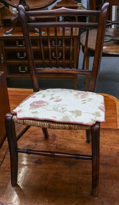 Lot 1205 - A 19th century spindle back rush seated...