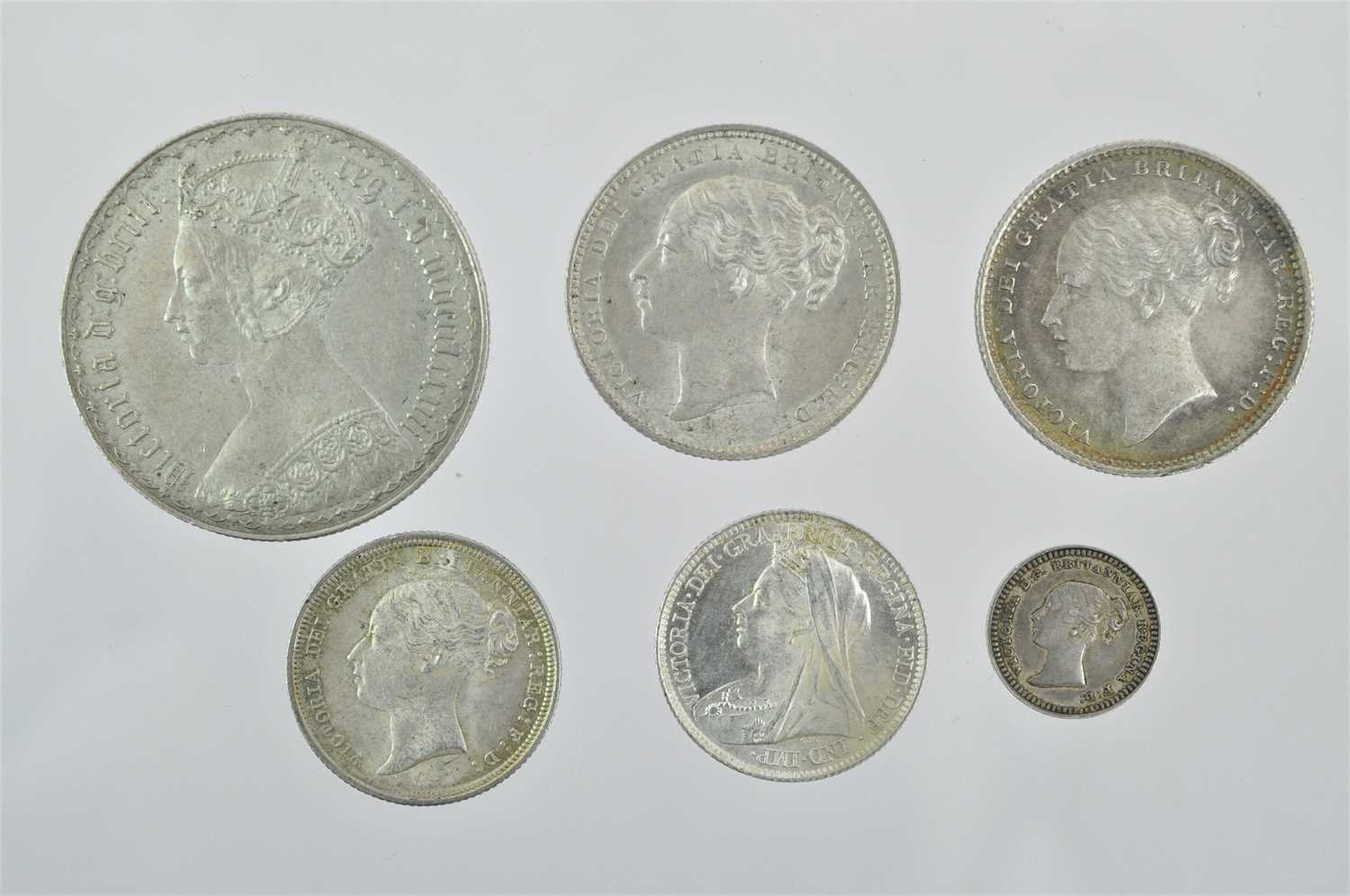 Lot 97 - ♦6 x Victoria, Silver Coins comprising:...