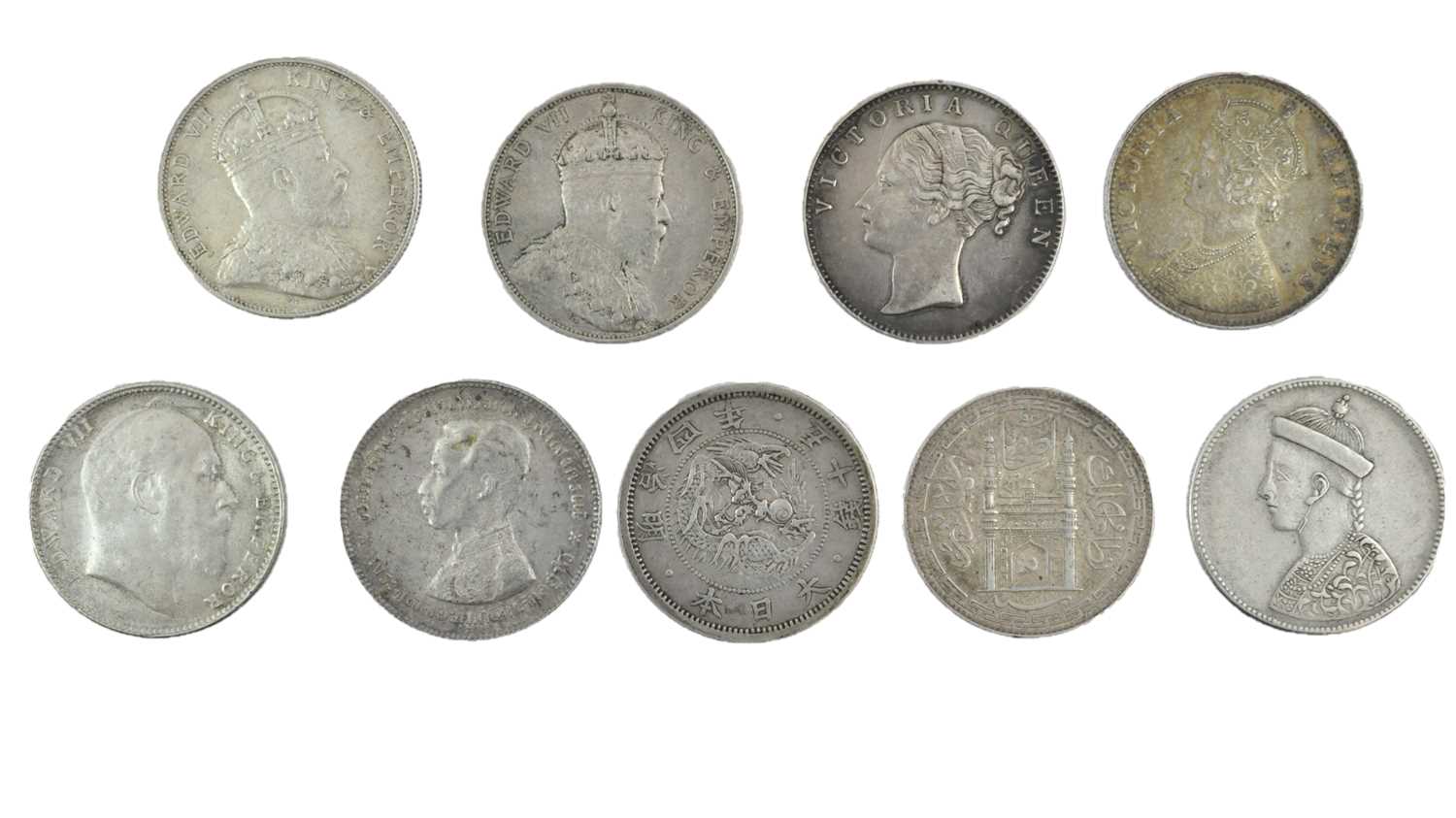 Lot 204 - ♦9 x Far Eastern Silver Coins comprising:...