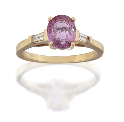 Lot 2162 - A Pink Sapphire and Diamond Ring