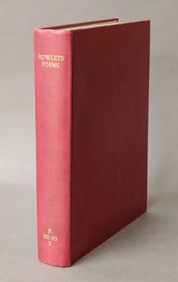 Lot 133 - [ Chatterton (Thomas) ] Rowley (Thomas) Poems,...