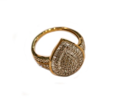 Lot 251 - A 9 carat gold diamond cluster ring, finger...