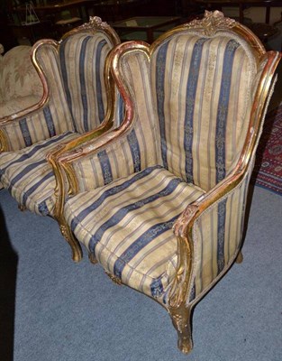 Lot 456 - Pair of French gilt fauteuils