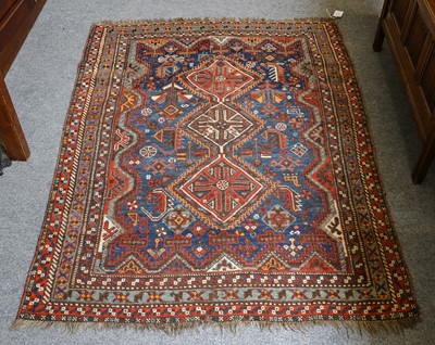 Lot 1008 - Khamseh rug, the field with three diamond...