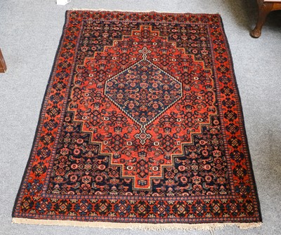 Lot 1009 - Hamadan Senneh rug, the brick red herati field...