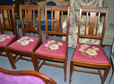 Lot 459 - Set of four early 20th century mahogany dining chairs