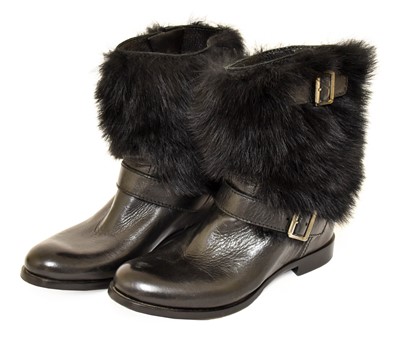 Lot 2258 - Pair of Ladies Prada Black Leather Ankle Boots...
