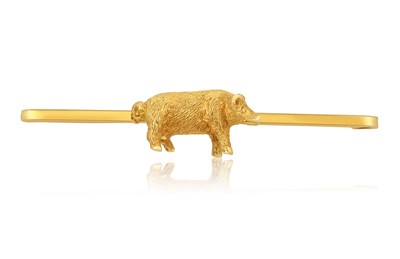 Lot 2389 - A Novelty Bar Brooch the pig motif laid...