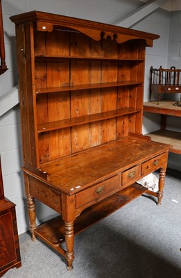 Lot 1229 - A Victorian pine dresser with an associated...