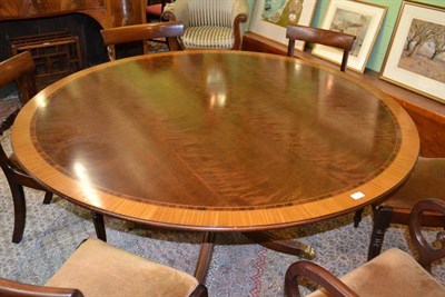 Lot 1223 - A George III Style Mahogany, Tulipwood and Satinwood Banded Circular Dining Table, 20th...