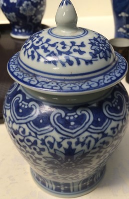 Lot 161 - Five Chinese porcelain blue and white vases in...