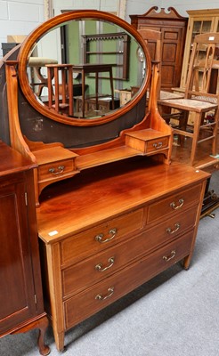 Lot 1143 - An Edwardian inlaid mahogany dressing chest,...