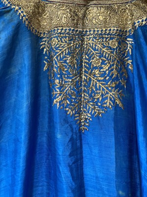 Lot 2162 - Blue Silk Syrian Aba embroidered around the...