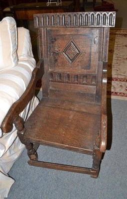 Lot 469 - 17th century and later oak armchair