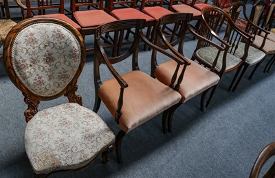 Lot 1182 - A pair of Regency style mahogany armchairs, a...