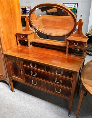 Lot 1216 - An Edwardian mahogany and satinwood mirrored...