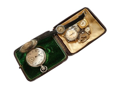 Lot 102 - A plated Waltham pocket watch, a Dutch...