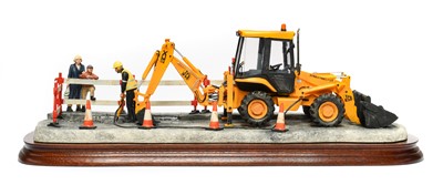 Lot 1022 - Border Fine Arts 'Essential Repairs' (Workman with JCB Back Hoe)