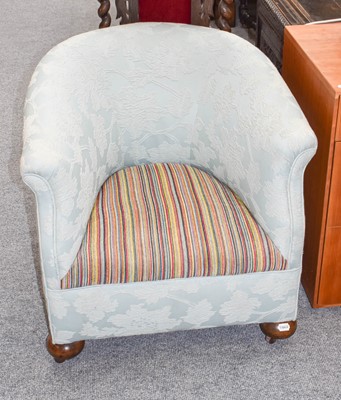 Lot 1271 - An Edwardian blue upholstered tub chair