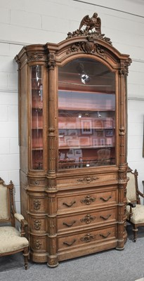 Lot 887 - An Imposing Carved Walnut Display Cabinet,...