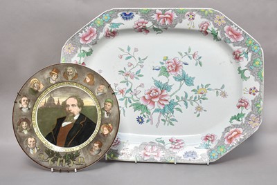 Lot 180 - A large Spode peony decorated meat dish; a set...