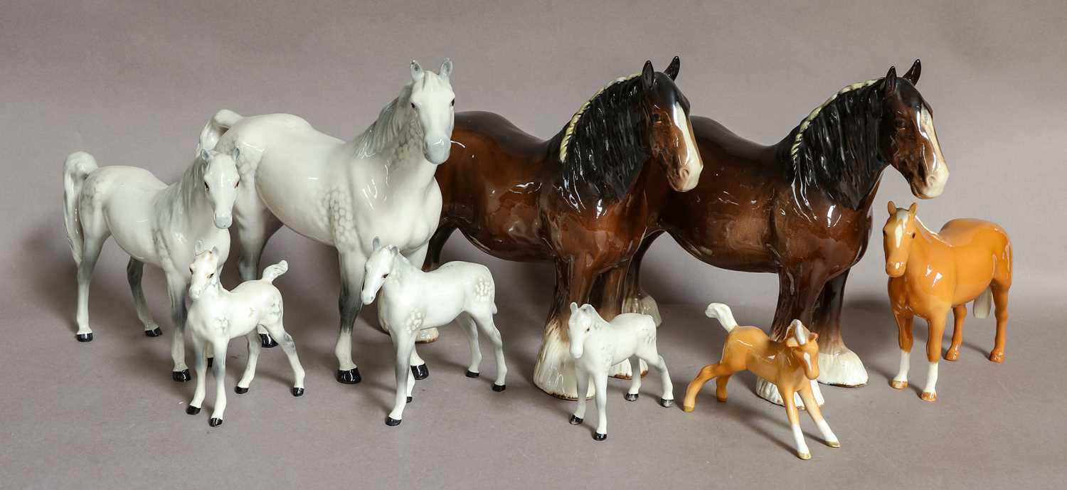 Lot 1197 - Beswick Horses and Foals Including: two brown...