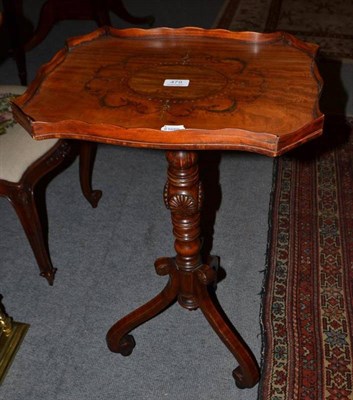 Lot 479 - An Edwardian satinwood and polychrome decorated tripod table with gallery top, height 77cm