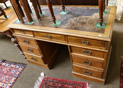 Lot 1355 - Two Edwardian leather inset desks (one a.f.) (2)