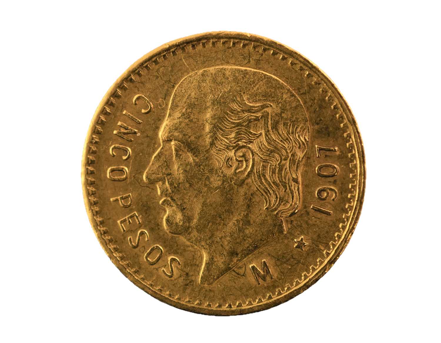 Lot 401 - Mexico, Gold 5 Pesos 1907, (.900 gold, 19mm, 4....