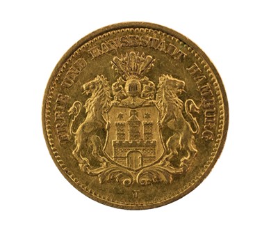 Lot 394 - German States, Hamburg Gold 5 Marks 1877J,...