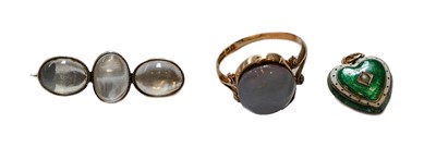 Lot 72 - A 9 carat gold ring, finger size J; an enamel...