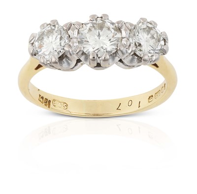 Lot 2258 - An 18 Carat Gold Diamond Three Stone Ring