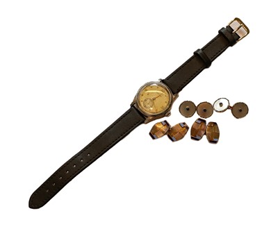 Lot 86 - An Eterna wristwatch; a pair of enamel...