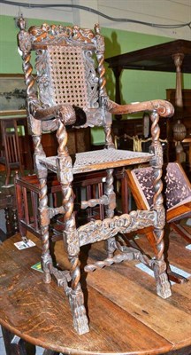 Lot 492 - 18th/19th century turned oak high chair