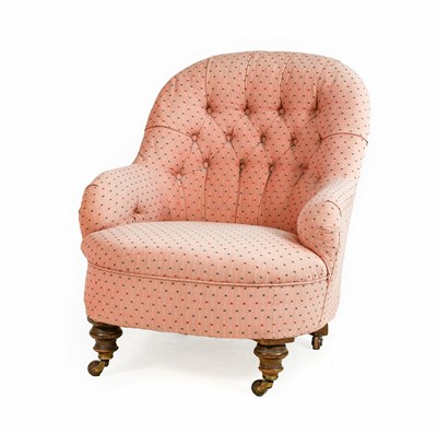 Lot 895 - A Victorian Tub Shaped Upholstered Armchair,...