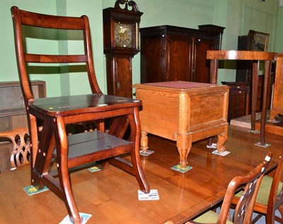 Lot 497 - A commode, a set of reproduction library steps and a side table